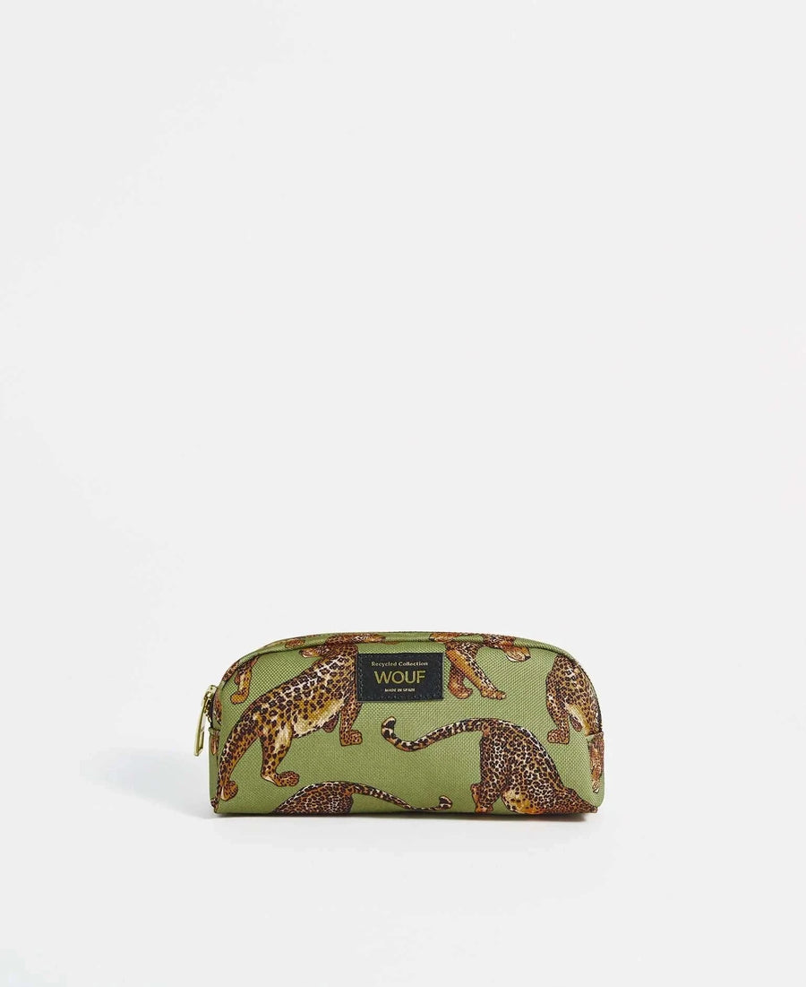 Wouf Olive Leopard Makeup Bag