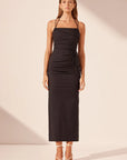 Shona Joy Lani Draped Cross Back Midi Dress Black