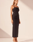 Shona Joy Lani Draped Cross Back Midi Dress Black