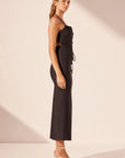 Shona Joy Lani Draped Cross Back Midi Dress Black