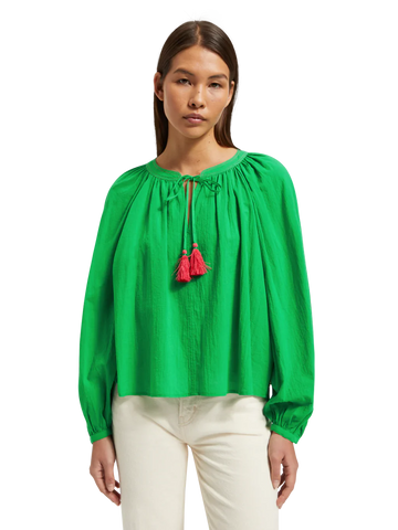 Scotch and Soda Balloon Sleeeve Top Scuba Green