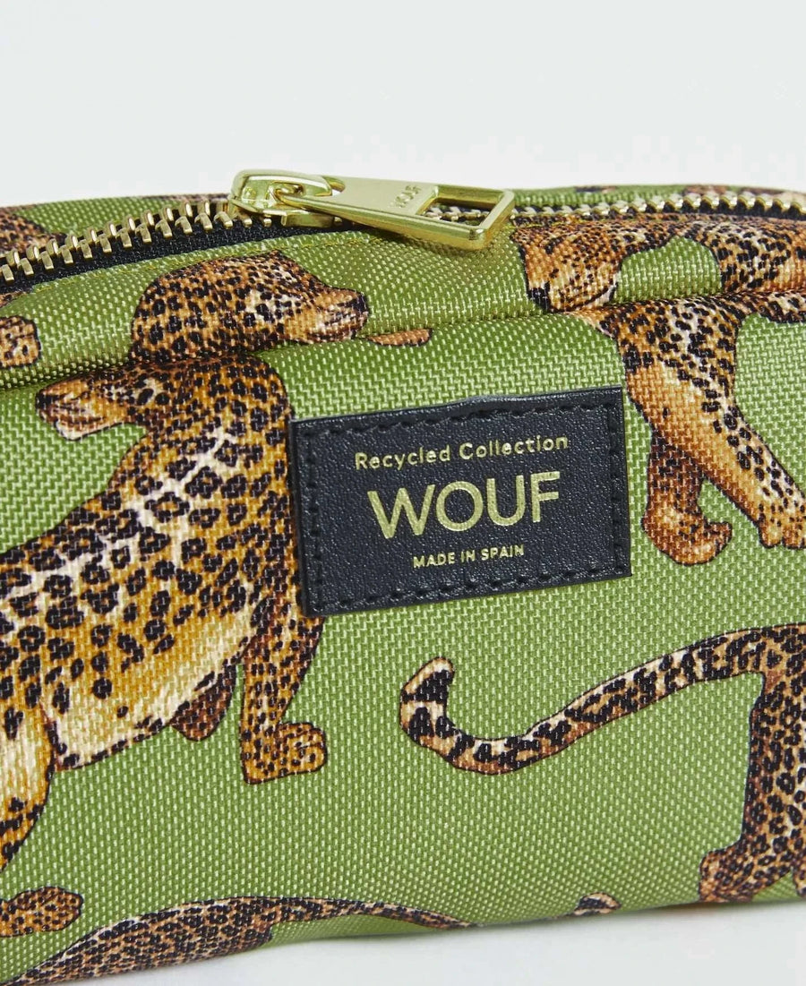 Wouf Olive Leopard Makeup Bag