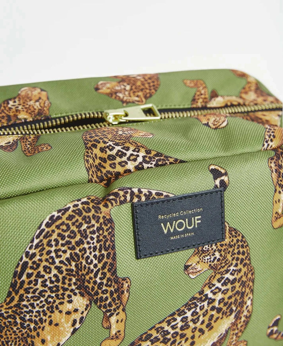 Wouf Olive Leopard Large Toiletry Bag