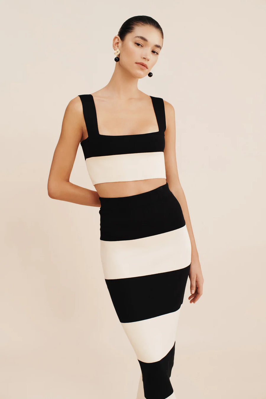 Posse Theo Crop Top Cream and Black