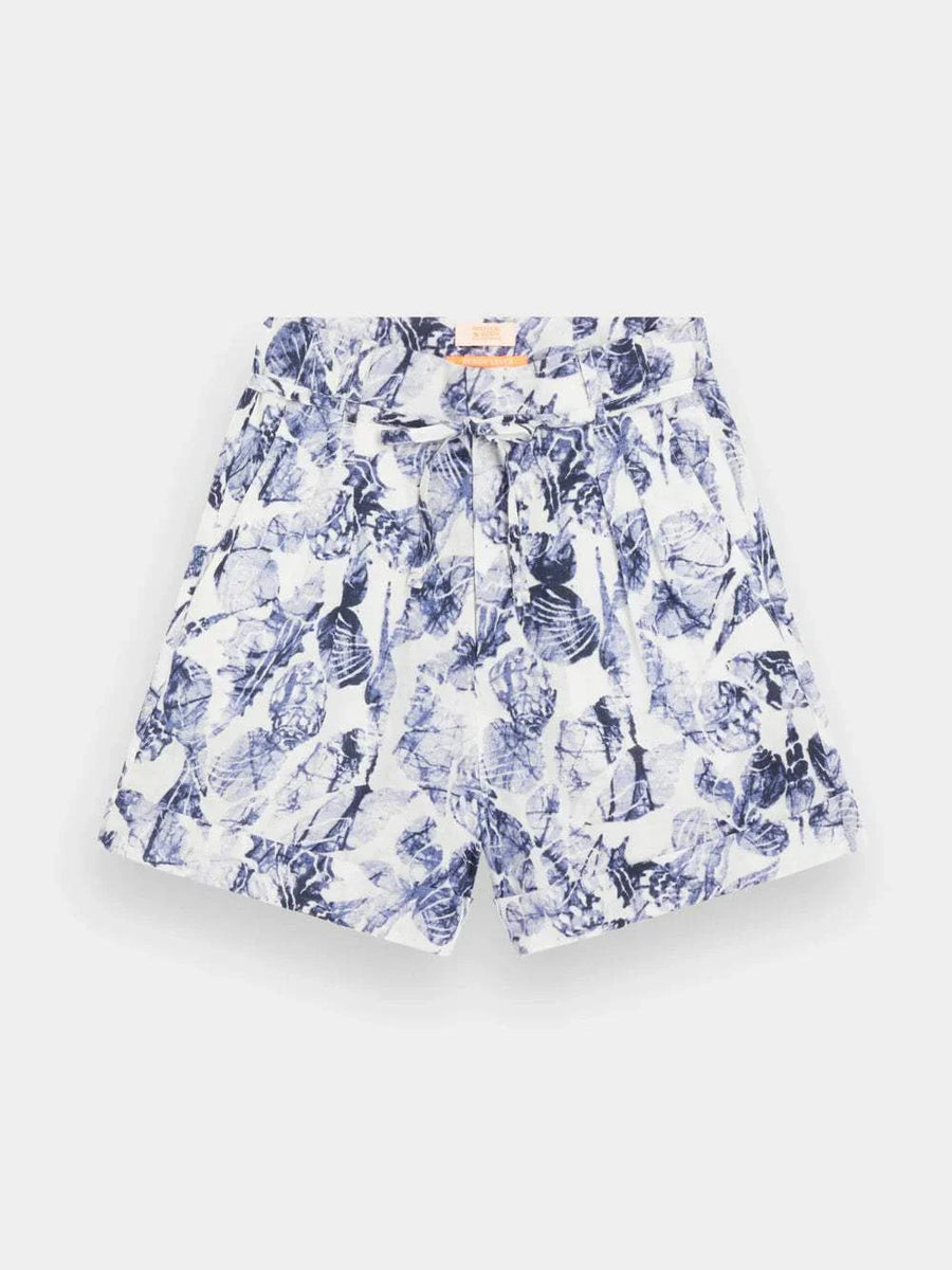 Scotch and Soda Shell Batik High-rise linen shorts