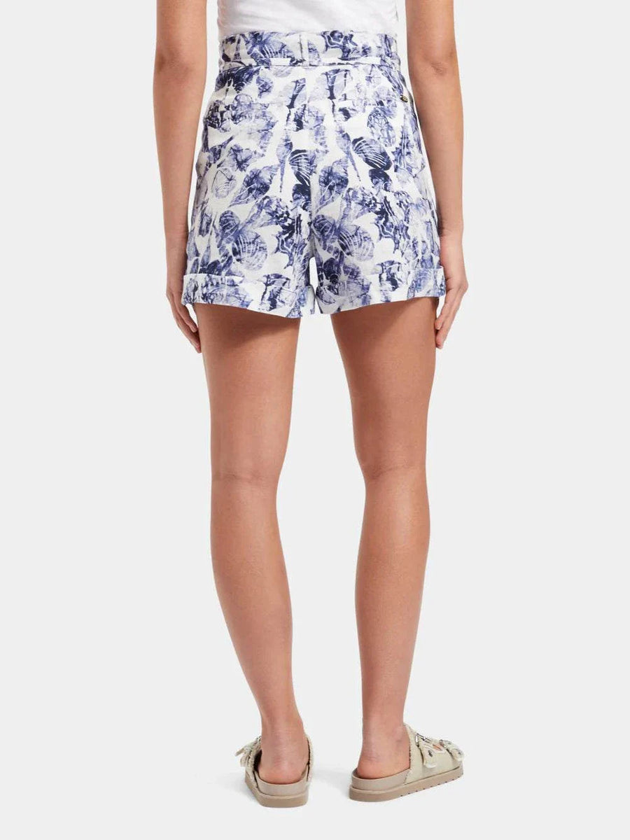 Scotch and Soda Shell Batik High-rise linen shorts