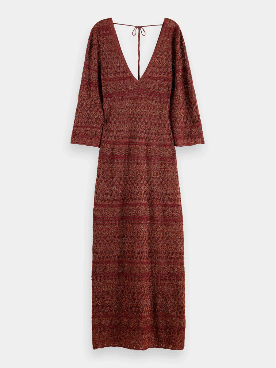 Scotch and Soda Terracotta Pointelle Knitted Dress