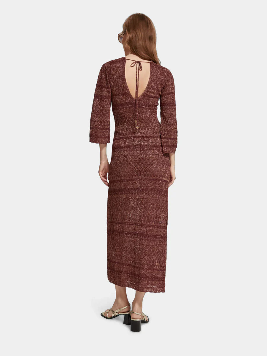 Scotch and Soda Terracotta Pointelle Knitted Dress