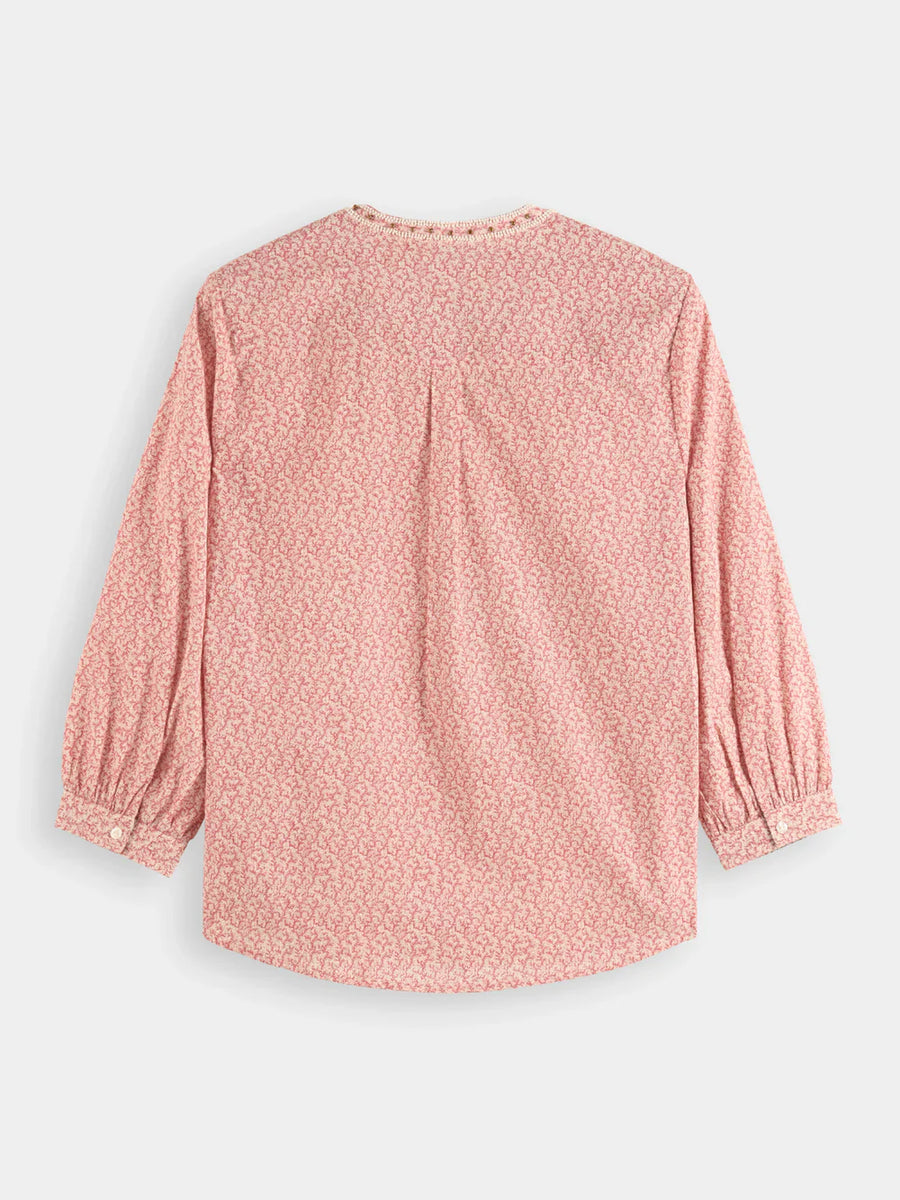 Scotch and Soda Top with Beaded Collar Coral