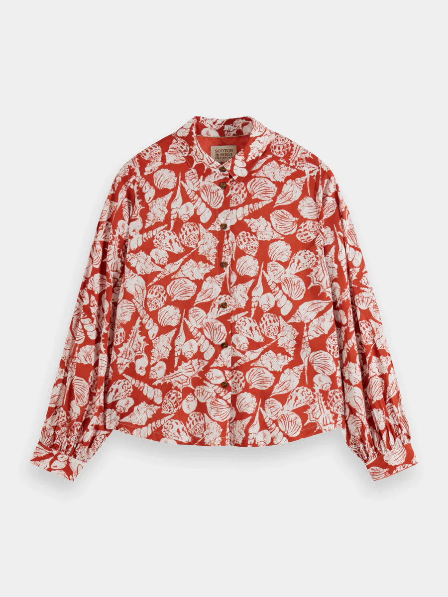 Scotch and Soda Shell Batik Printed Balloon Sleeve Shirt