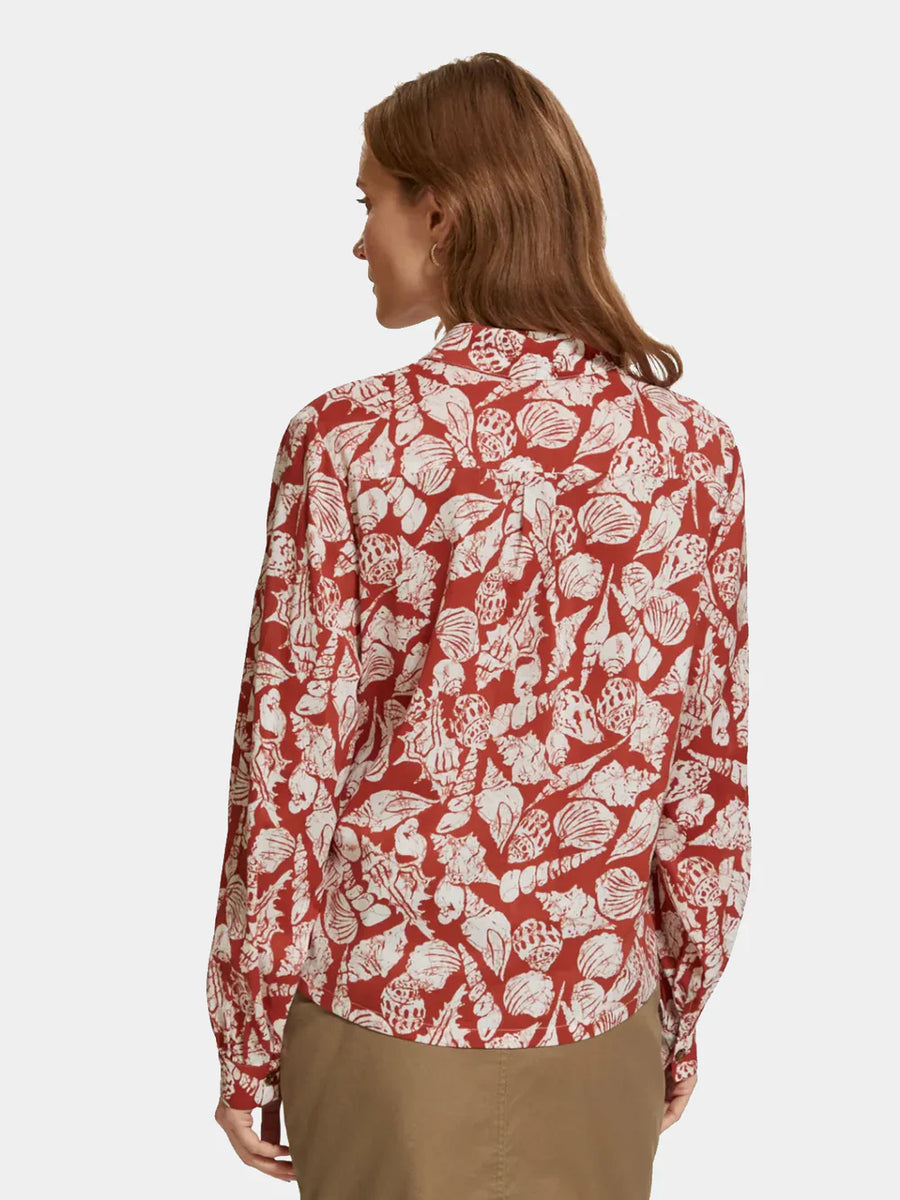 Scotch and Soda Shell Batik Printed Balloon Sleeve Shirt