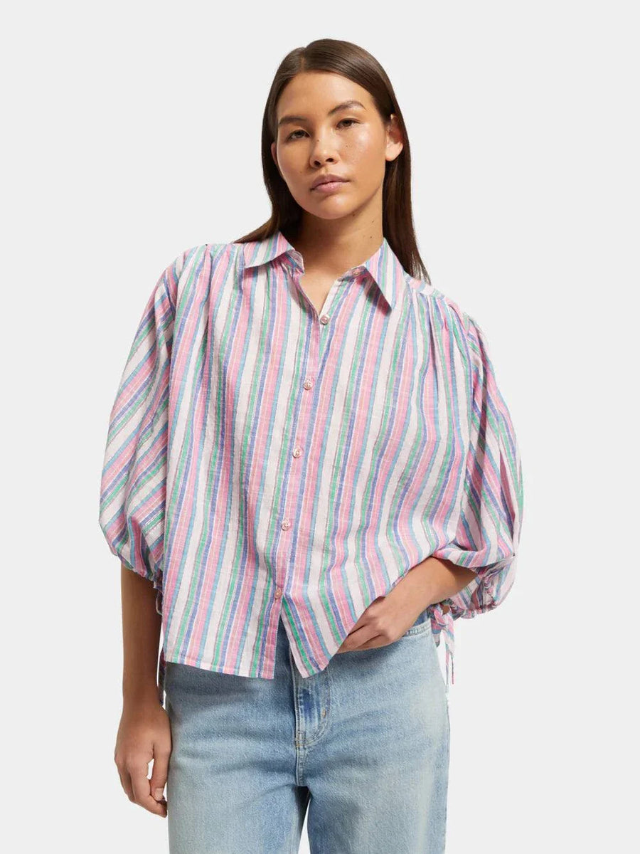 Scotch and Soda Beach Stiped Balloon Sleeve Shirt