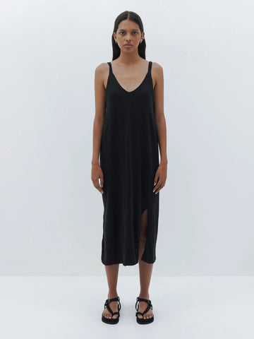 Bassike V Neck Jersey Slip Dress Black