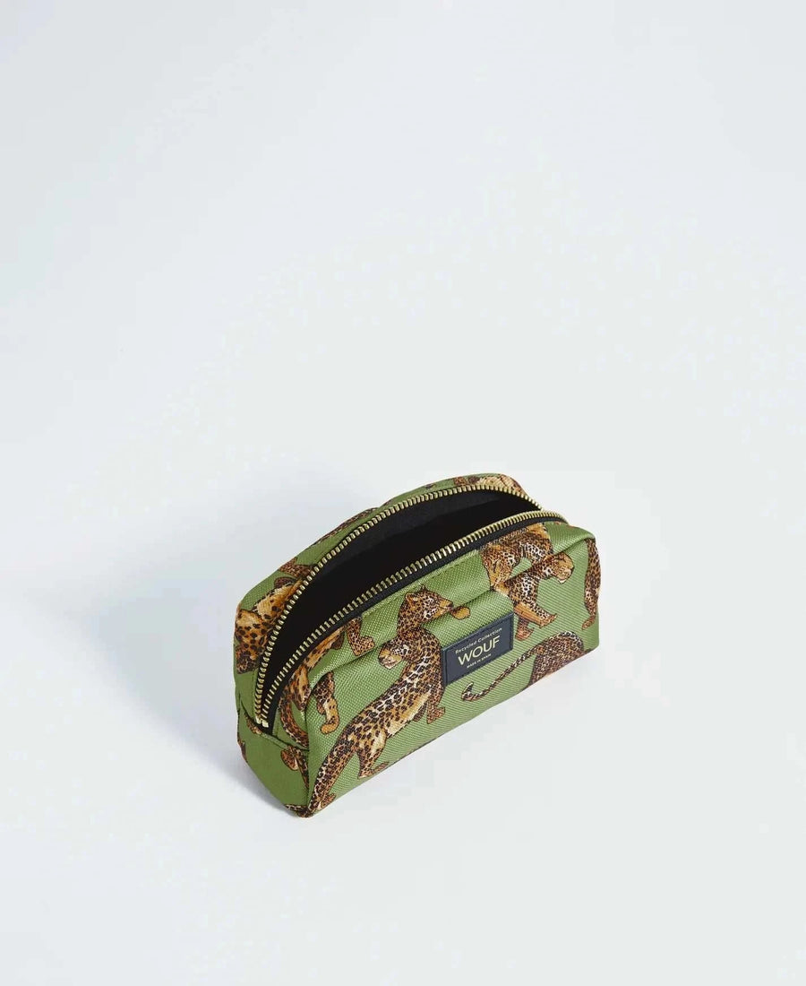 Wouf Olive Leopard Makeup Bag