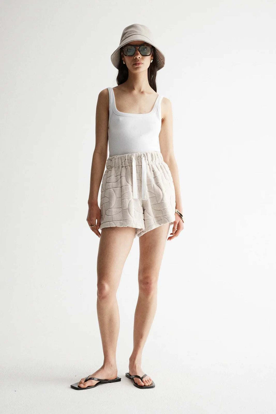 Elka Collective Monogram Towelling Short Ecru