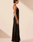 Shona Joy Moraya Plunged Godet Maxi Dress Black