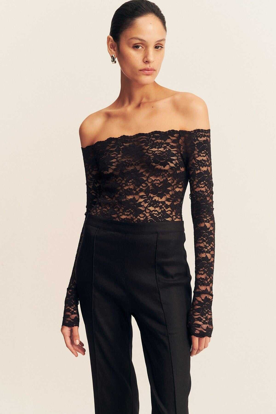 Shona Joy Wallis Lace Top Black