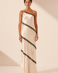 Shona Joy Camille Lace Asymmetrical Maxi Dress Cream Black