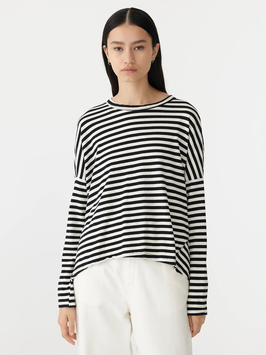 Bassike Stripe Circle Long Sleeve TShirt Undyed Black