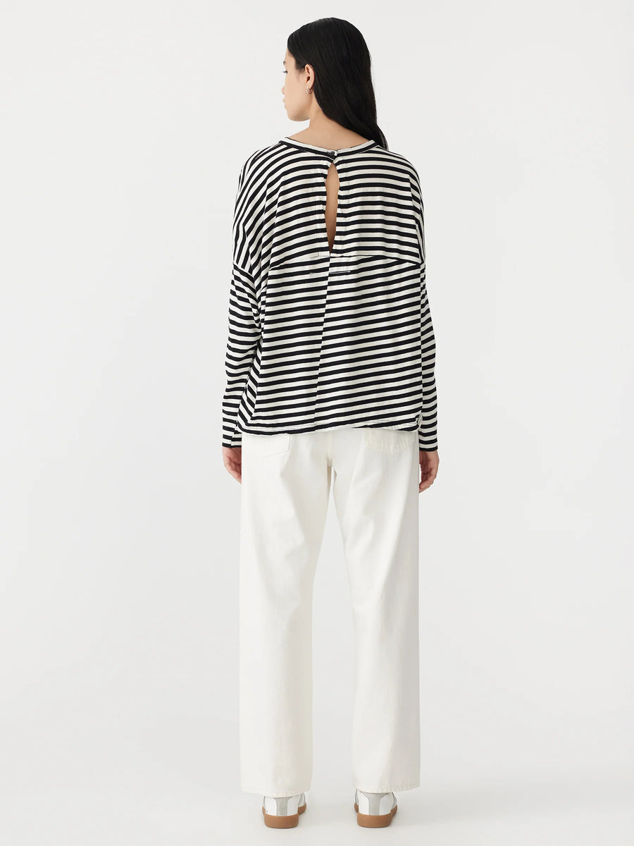 Bassike Stripe Circle Long Sleeve TShirt Undyed Black