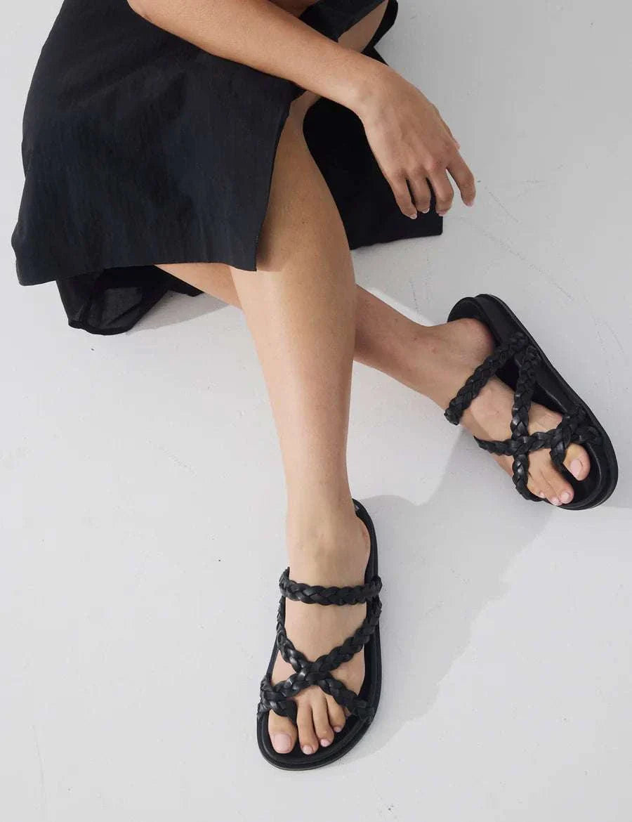 La Tribe Braided Sandal Black