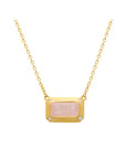 Murkani Rose Quartz Pendant Necklace with White Topaz Gold