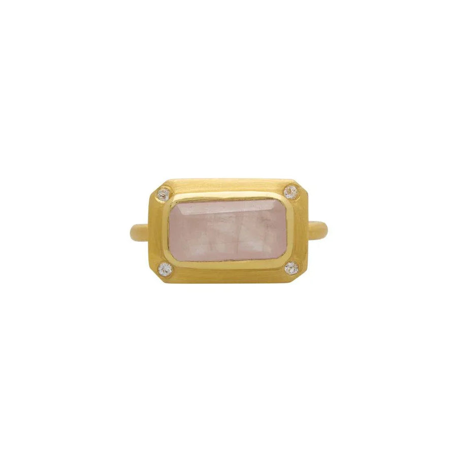 Murkani Rose Quartz Ring with White Topaz Gold