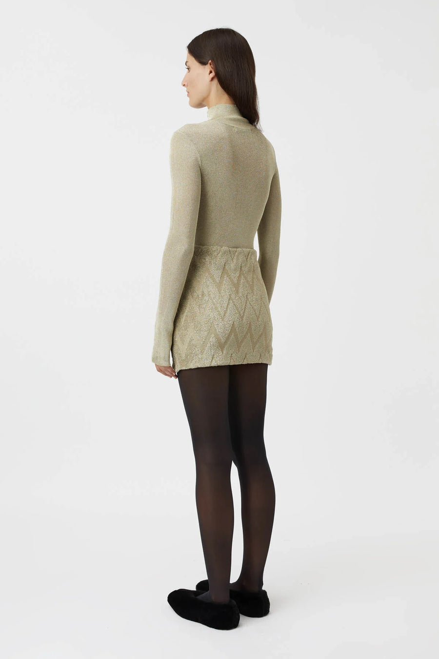 Camilla and Marc Aretz Turtleneck Knit Top Champagne