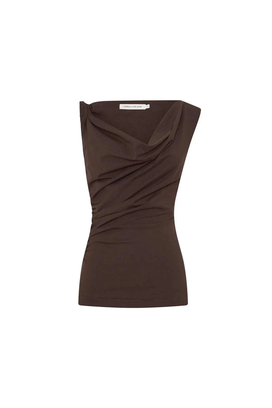 Camilla and Marc Mara Jersey Cowl Top Chestnut Brown