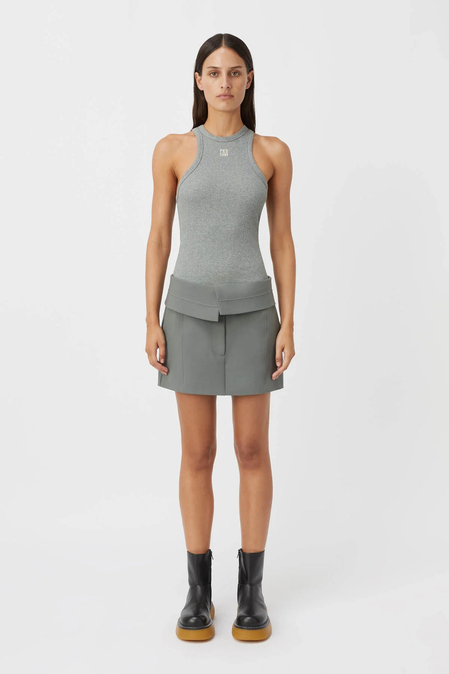 Camilla and Marc Nora Rib Top Grey Marle