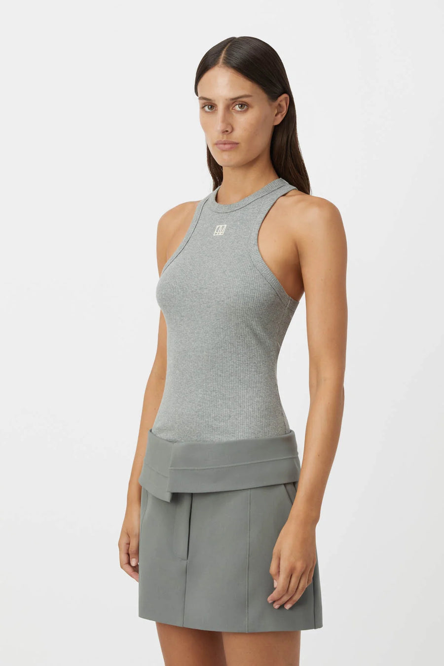 Camilla and Marc Nora Rib Top Grey Marle