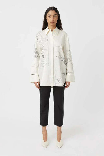 Camilla and Marc Laguna Shirt Cream Map Print