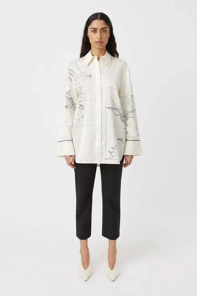 Camilla and Marc Laguna Shirt Cream Map Print