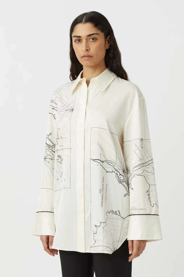 Camilla and Marc Laguna Shirt Cream Map Print