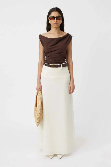 Camilla and Marc Mara Jersey Cowl Top Chestnut Brown