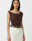 Camilla and Marc Mara Jersey Cowl Top Chestnut Brown