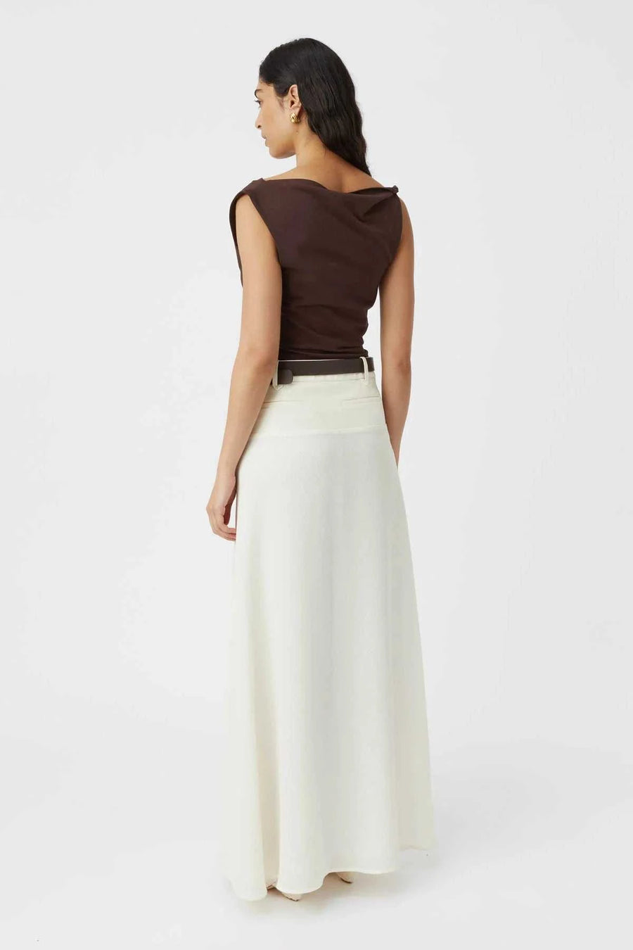 Camilla and Marc Mara Jersey Cowl Top Chestnut Brown