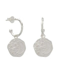 Murkani Night Sky Pendant Hoop Earrings Silver