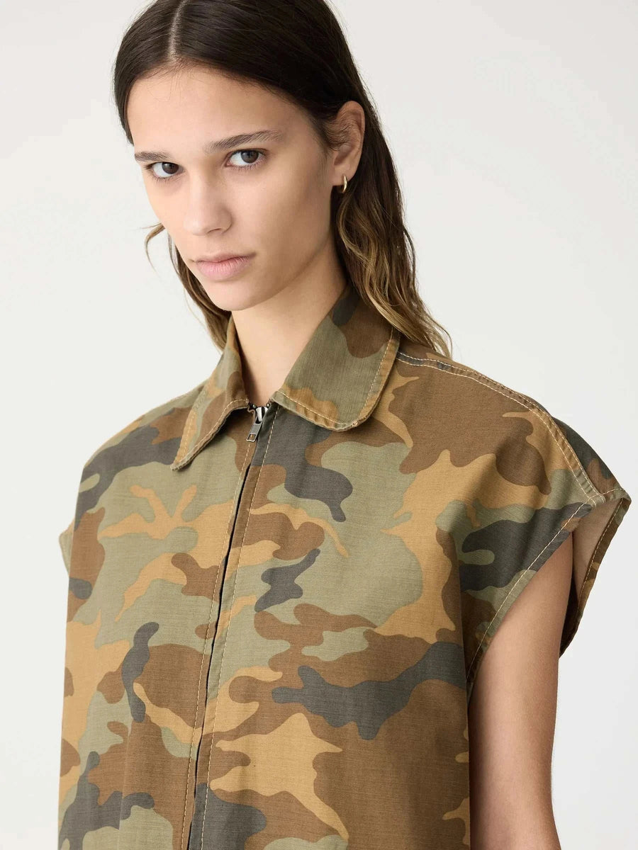 Bassike Camo Zip Front Dress Camo Print