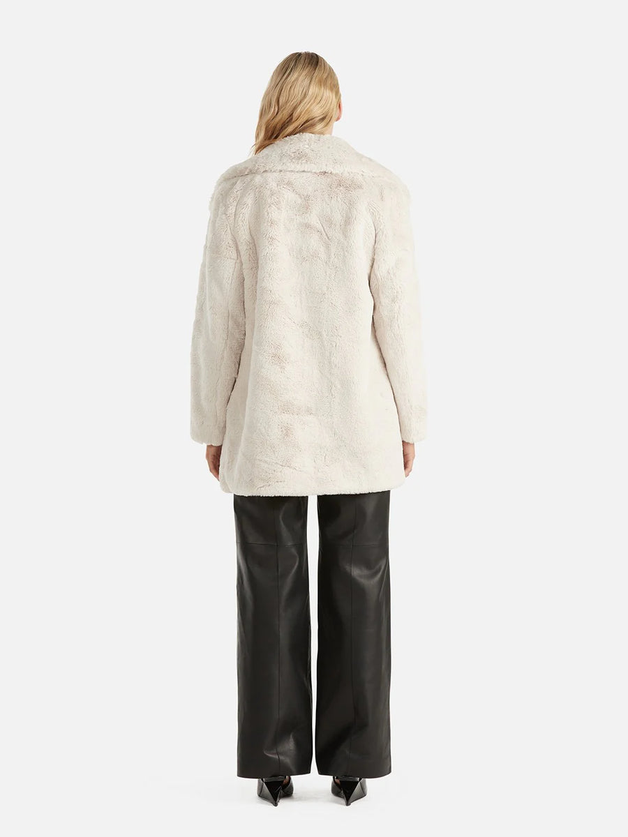 Ena Pelly Minimalist Faux Fur Jacket Bone