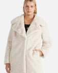 Ena Pelly Minimalist Faux Fur Jacket Bone