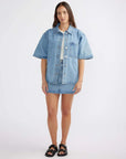 Reese Oversized Denim Shirt Mid Blue