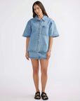 Reese Oversized Denim Shirt Mid Blue