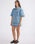 Reese Oversized Denim Shirt Mid Blue