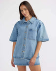 Reese Oversized Denim Shirt Mid Blue