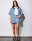 Reese Oversized Denim Shirt Mid Blue