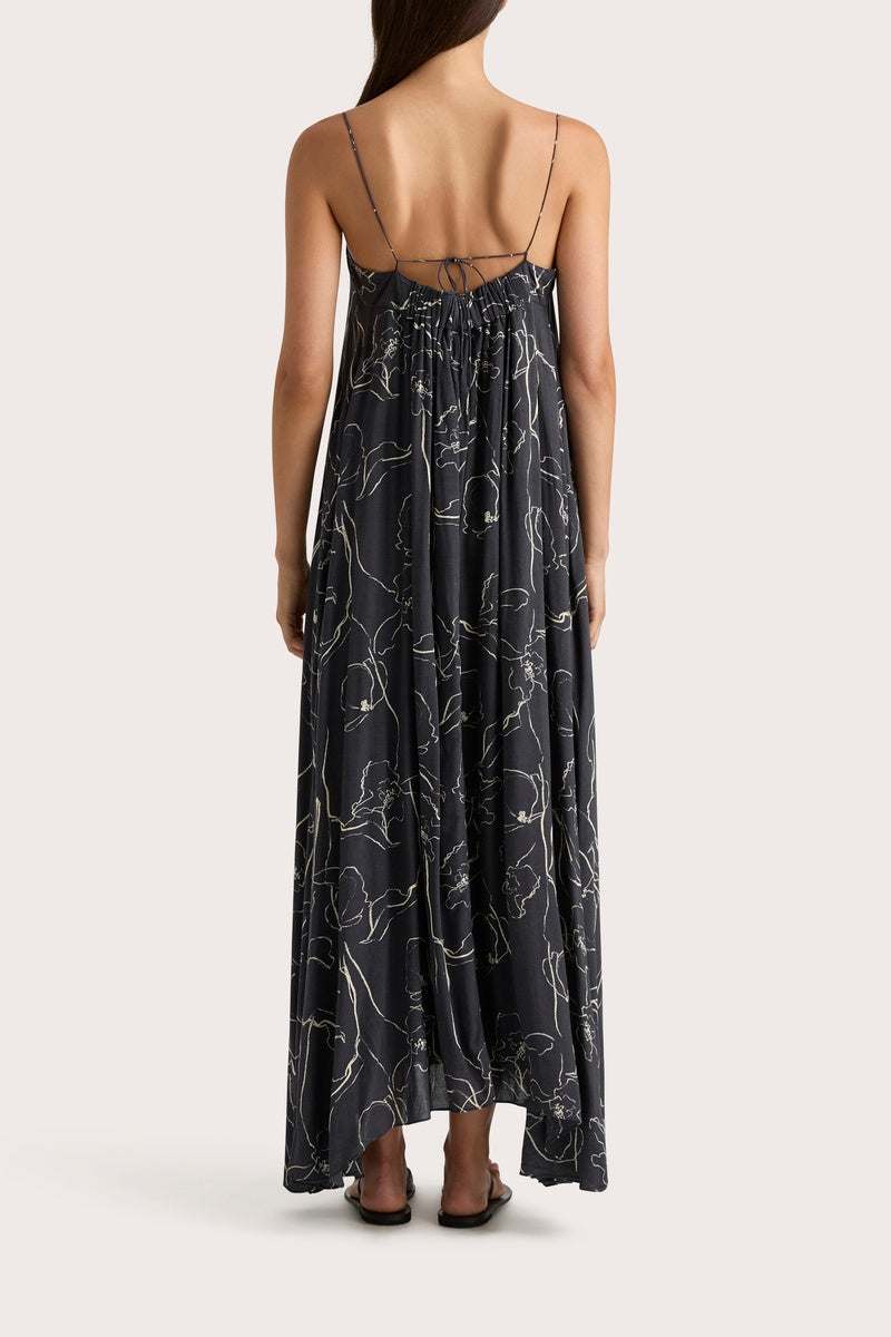 Faithfull Aurelié Spaghetti Strap Maxi Dress Calla Charred Navy