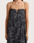 Faithfull Aurelié Spaghetti Strap Maxi Dress Calla Charred Navy