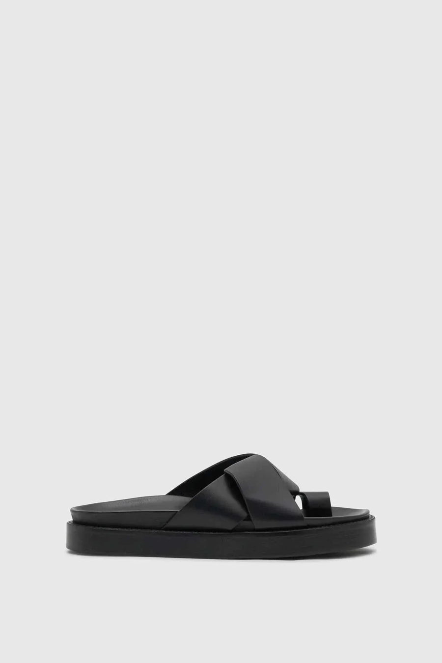 Camilla and Marc Laurel Leather Platform Slide Sandal Black