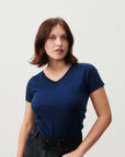 American Vintage Gamipy T Shirt V Neck Navy